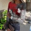 Womens Halloween Print Long Sleeve T Shirt Slim Fit Round Neck Casual Stretchy Basic Top for Autumn Winter