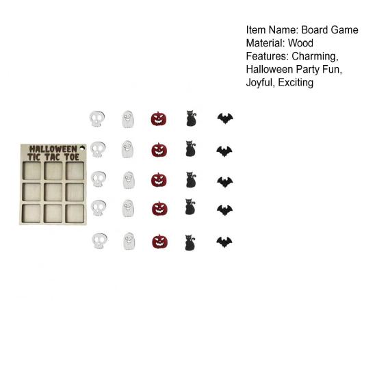Halloween Wooden Board Game Rustic Halloween Party Tabletop Game with Pumpkins Bats Cats Ghosts for Adults Kids Party Favors