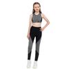 Girls Workout Running Suit Round Neckline Wide Shoulder Straps Top Elastic Waistband Sport Set