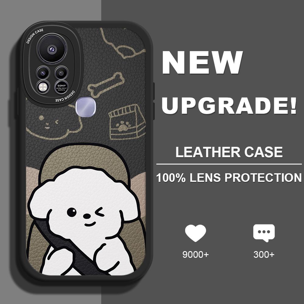 

Тонкий кожаный чехол с милым белым щенком, мягкий силиконовый чехол из искусственной кожи для iPhone Samsung Huawei Honor Xiaomi Redmi OPPO Realme Vivo Vivo Y91C/Y1S чёрный