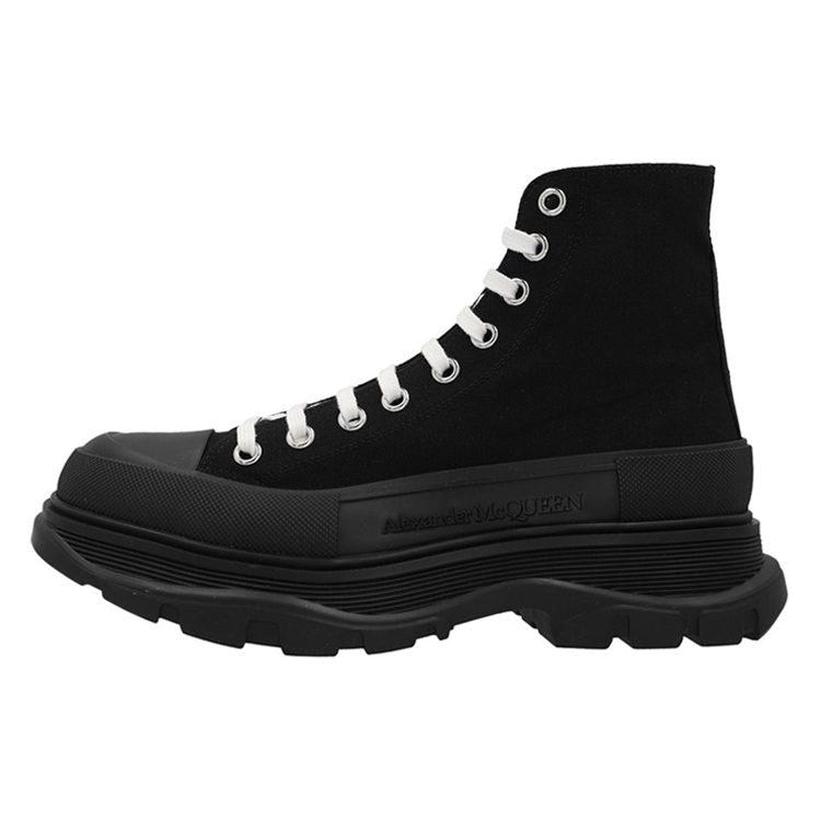 Alexander Mcqueen Tread Slick Canvas High Top Sneakers 'Black White' 705659W4MV21000