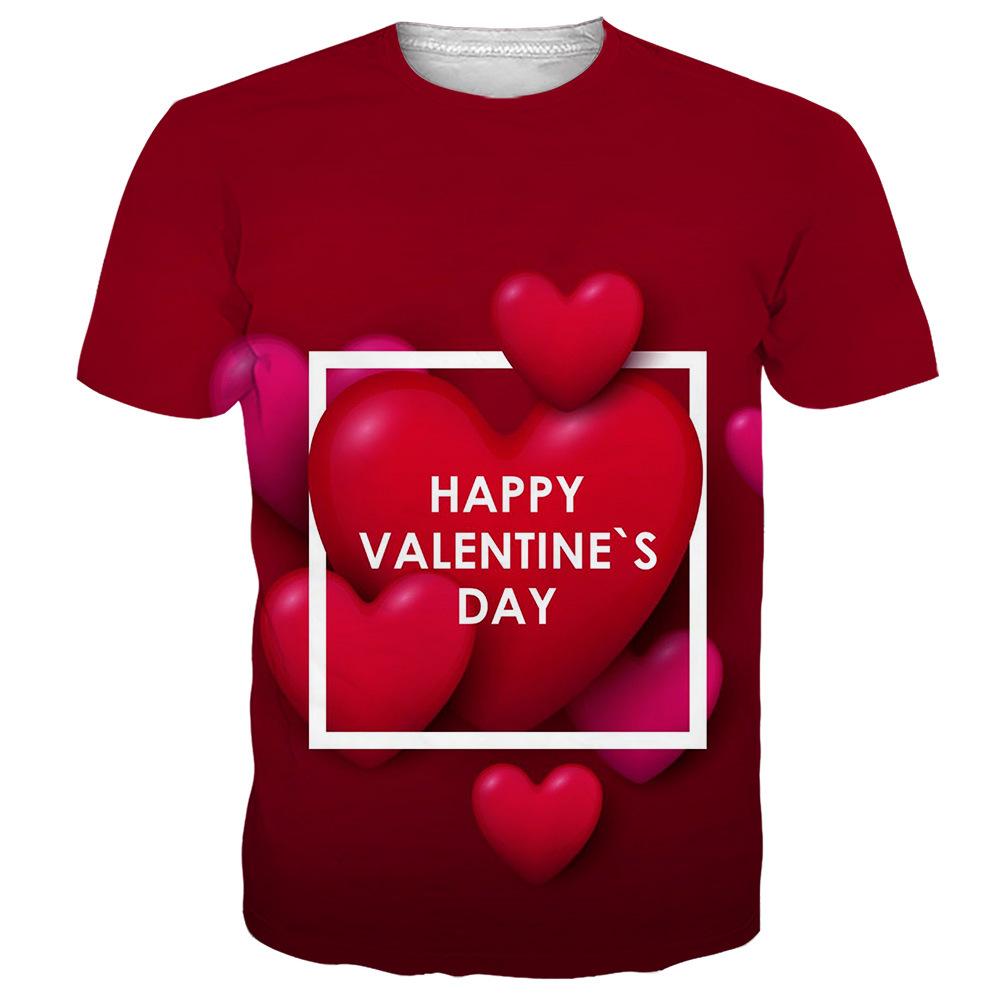 Tricou de vară pentru bărbați cu imprimeu digital 3D, Ziua Îndrăgostiților, cuplu, 3D, dragoste, casual