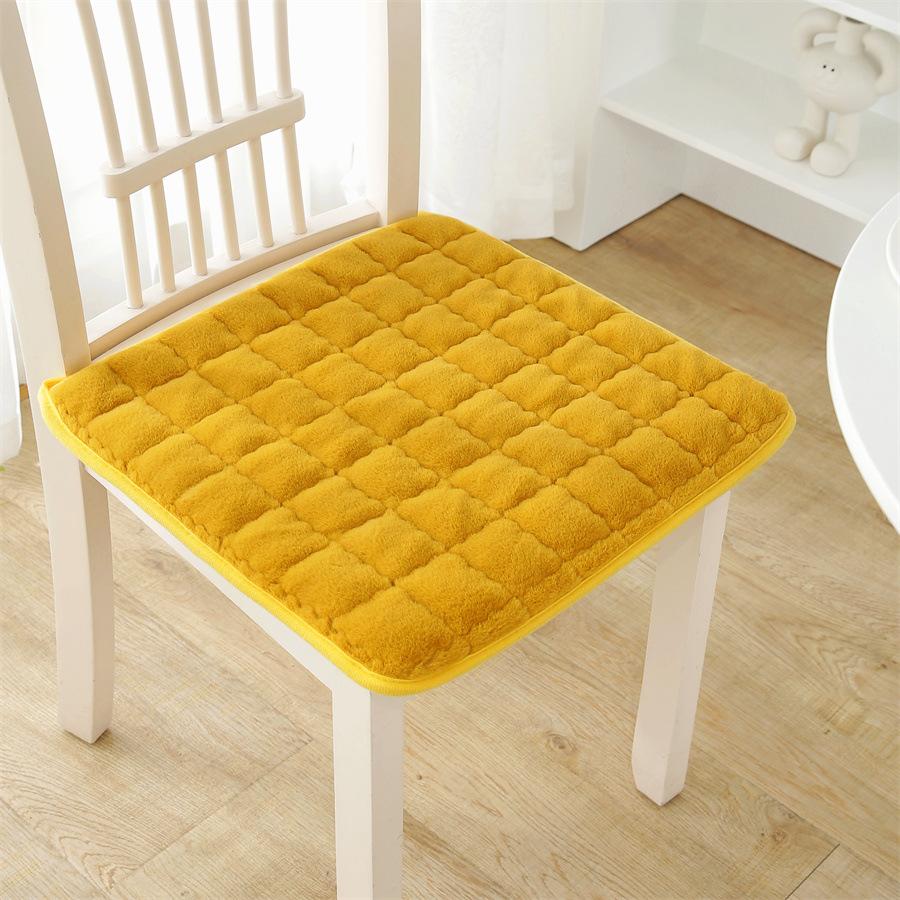 2PCS Winter Plush Meal Chair Cushion Chair Cushion Thickened Solid Color Chair Cushion Office Seat Cushion