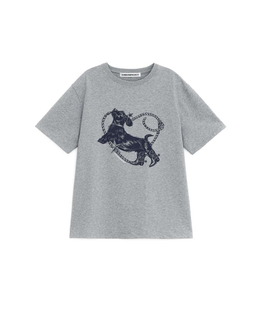 SUNBURNPROJECT Heart Dog Overfit T-Shirt, Melange Gray