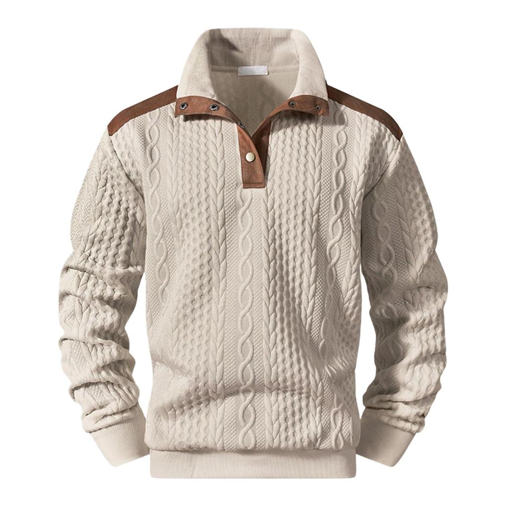 Men's Color Block Sweatshirt with Stand Collar Long Sleeve Pullover Top