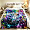 Neon Theme Custom Blanket Personalized Name & Text Customized Soft Warm Throw Blanket Home Decor