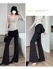 Women's Faux Two-Piece Micro-Flare High-Waisted Slimming Horseshoe Pants - Spring/Summer 2026
