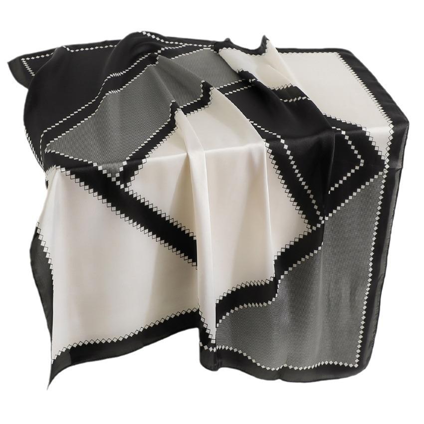 New geometric color matching simple square scarf spring and summer simulation silk temperament versatile polka dot silk scarf women's thin scarf sunsc