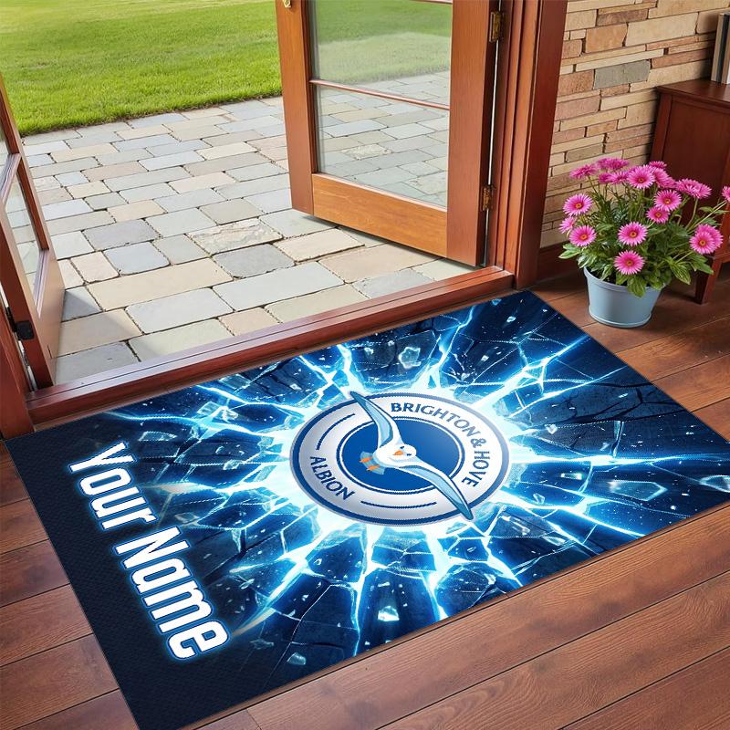 Crystal Velvet Rug Custom Name Text, Soft Non Slip Floor Mat Home DecorBrighton & Hove Albion Football