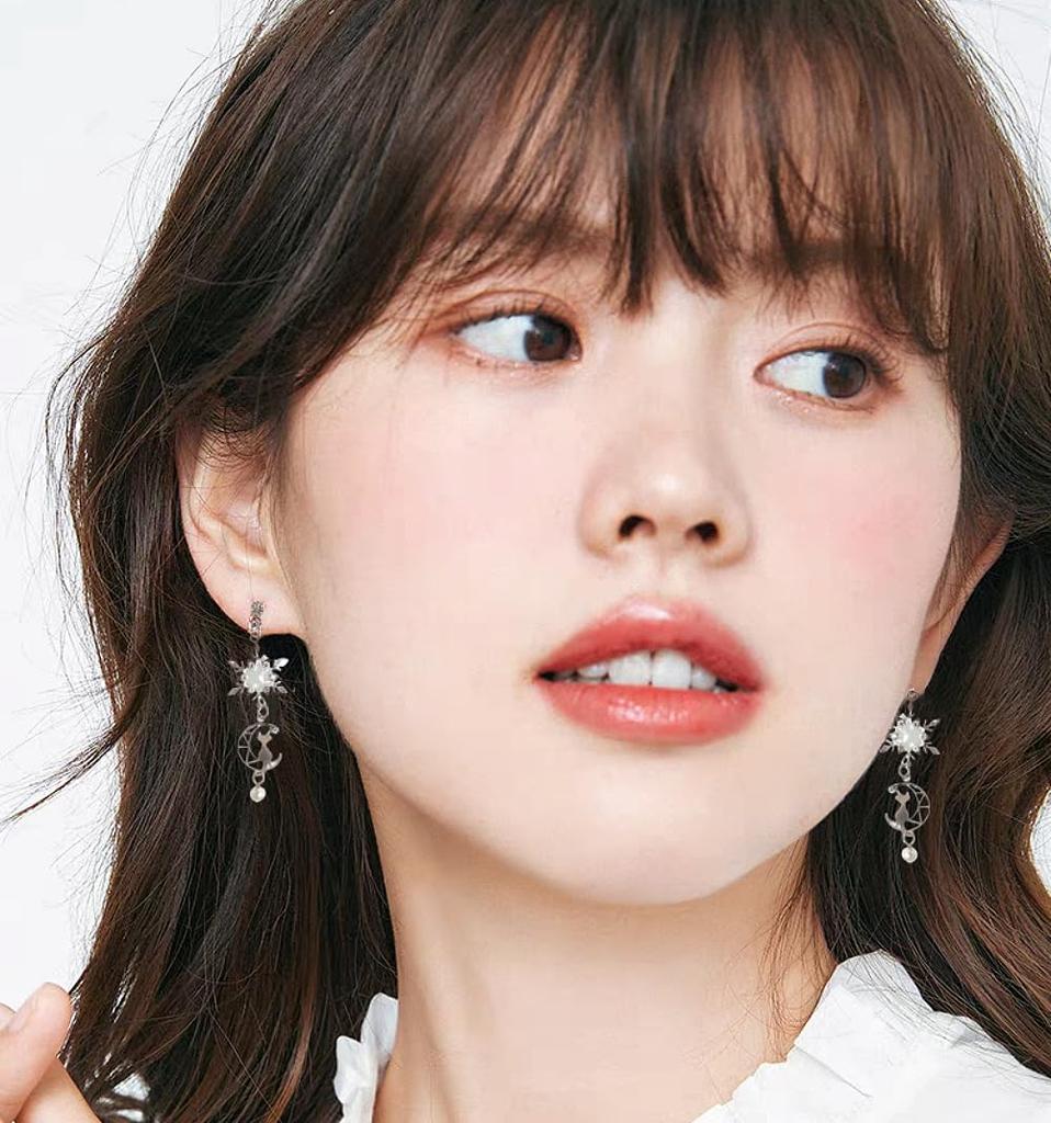 Candy Girls Japanese Dangling Silver Perfect As a Gift for Your Girlfriend Earrings, Winter, Snowflake, Cat, Cute, Style, Earrings, 925,