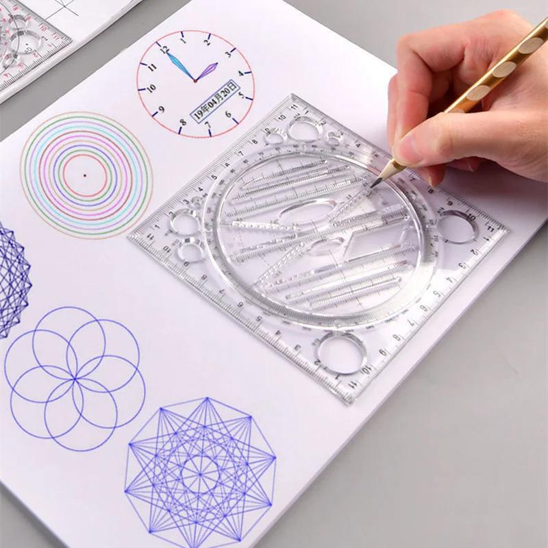 Ruler Set Solid Geometry Ellipse Drawing Icon Measurement Multifunctional Office School Supplies Construction Architect Tool