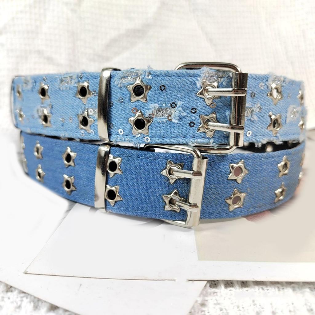 Punk Rock Belt Waistband with Star & Metal Studs Decor Gothic Style Waist Accessory for Men and Women Jeans