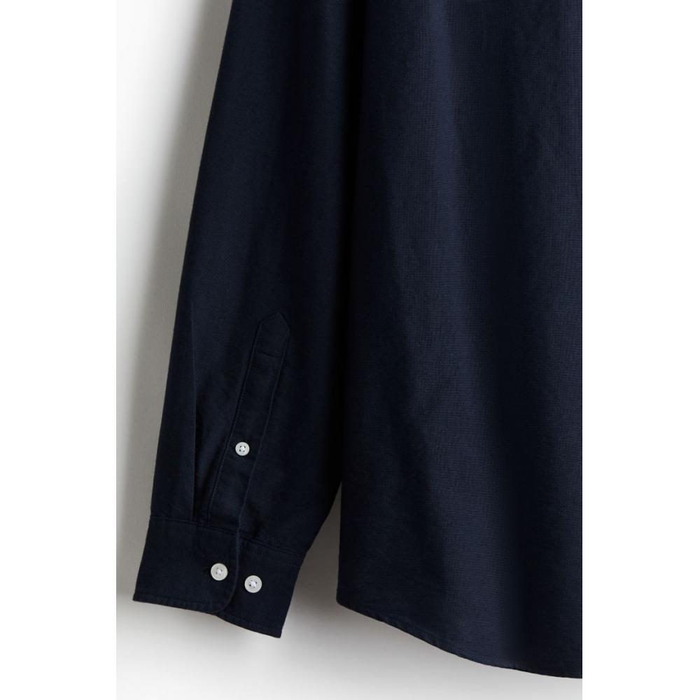 H M Regular Fit Oxford sHirt Navy Blue