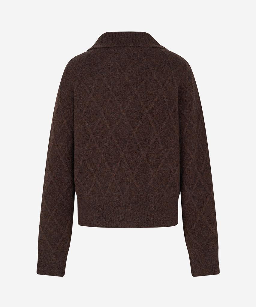 LORDLOAR Cable Windproof Zip-Up Knit Brown