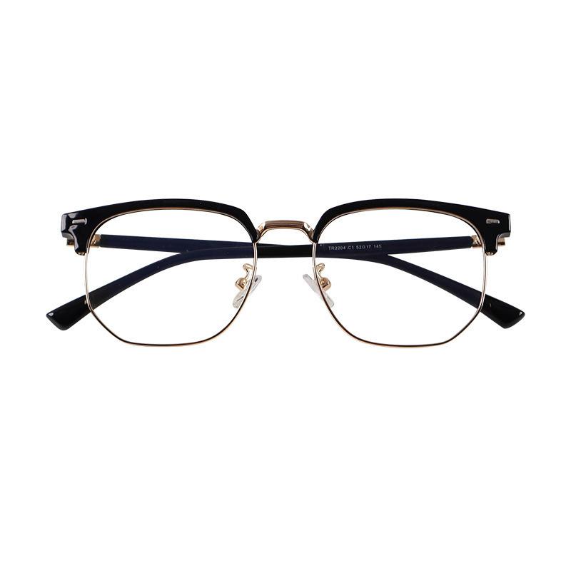 Retro Half-Frame Eyebrow Glasses Frame Male Anti-Radiation Plain Face Trendy Cool Anti-Blue Light Eye Protection Flat Light Glasses Female