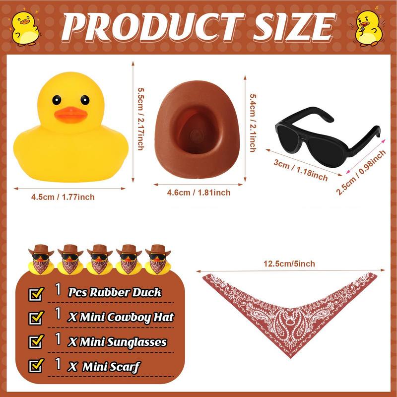 Car Rubber Duck Cowboy Rubber Duck Cool Dashboard Ornament Sunglass Car Duck for Dashboard Toy Car Decoration Accessories