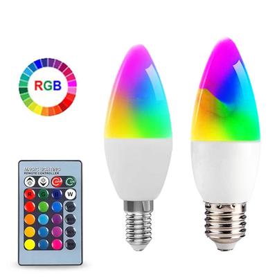 E14 Світлодіодна лампа зі свічками, кольорова RGB, неонова лампа для інтер’єру, стрічка з контролером освітлення E27 Розумна лампа для дому з регулюванням яскравості