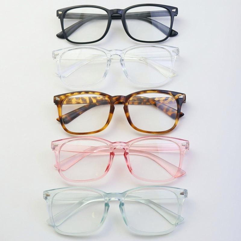 2 Pairs Of Unisex Square Light Blue Computer Goggles Anti Blue Light Blocking Glasses Retro Style