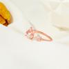 Open Adjustable Rabbit Flower Ring Oval Shiny Stone Pink Ear Enamel Cute Animal Floral Finger Jewelry for Women