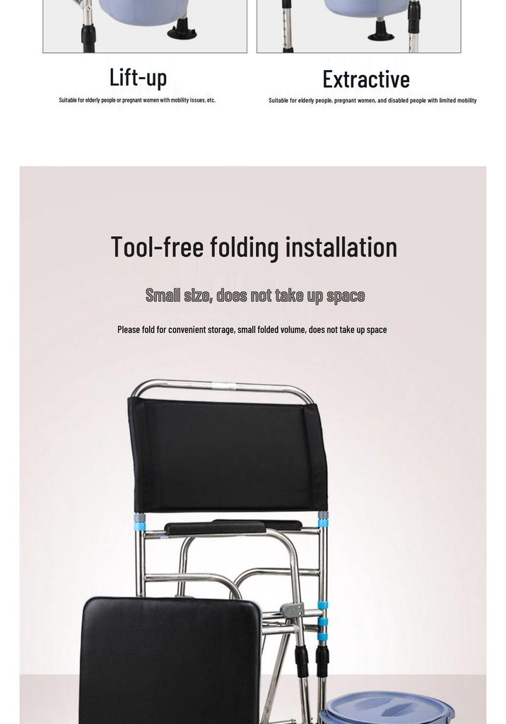 Portable Folding Toilet Chair with Backrest for Elderly, Pregnant Women, and Disabled
