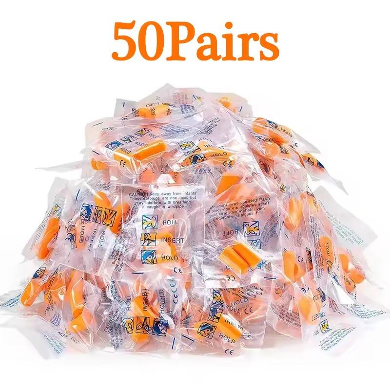 10/20/50Pairs Anti Noise Earplugs Work Study Sleep Travel Aircraft Noise Reduction Soft Foam Earplugs Separately Packaged