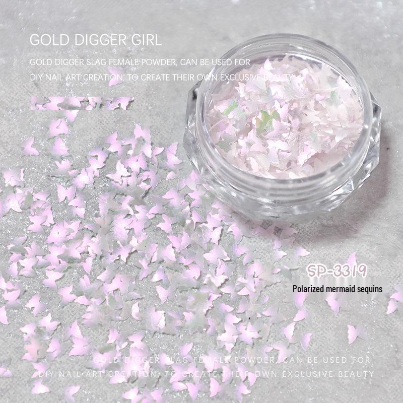 Iridescent Mermaid Nail Art Sequins: Mixed Glitter & Butterfly Star Accents