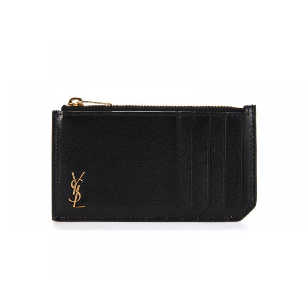 Saint Laurent Tiny Monogram Gold Zip Card Wallet 629899 02g0w