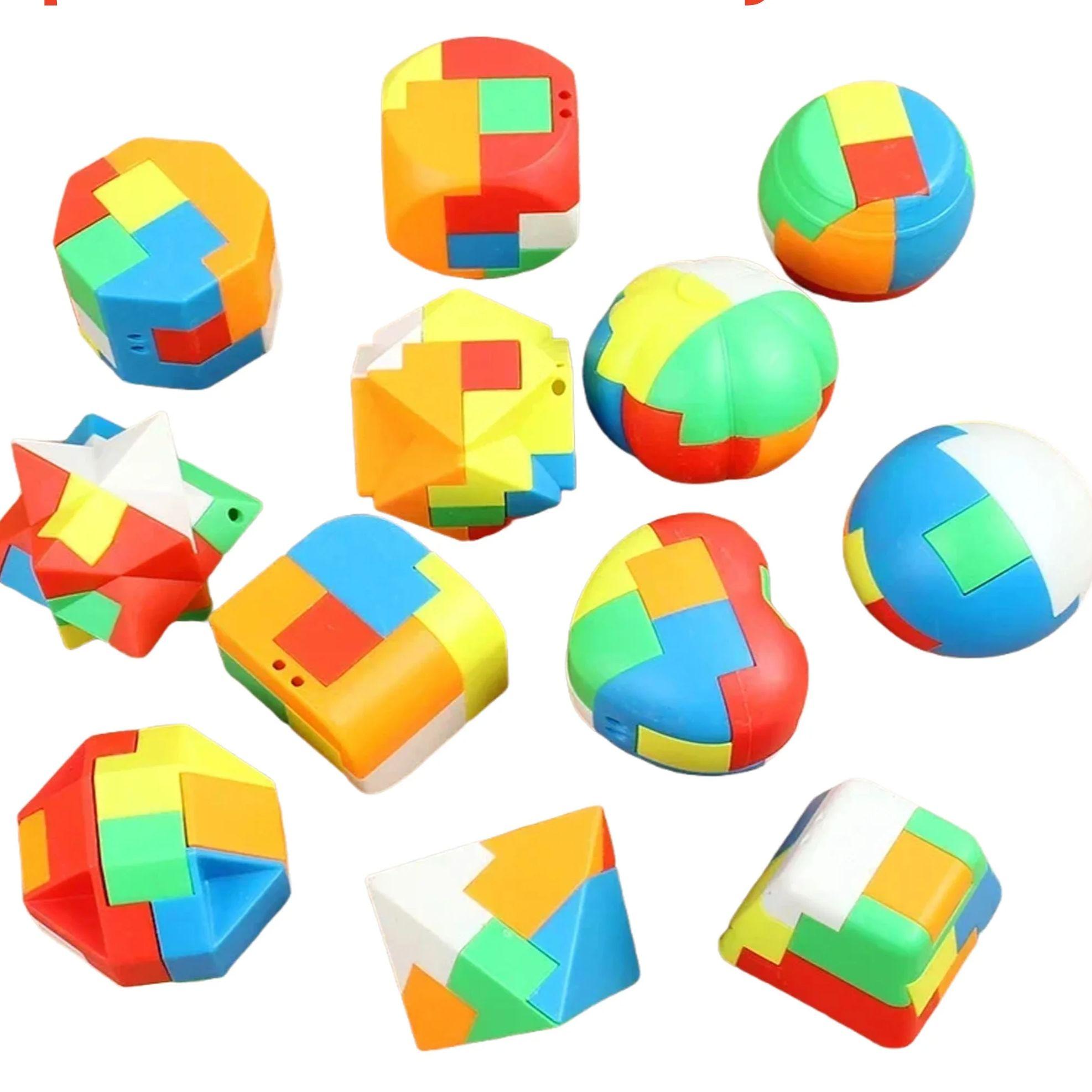 

3D Puzzle Luban Lock Keychain Brain Teaser Mini Cube Intellectual Educational Toys For Kids Adults Antistress Party Favors (As shown-3477)-