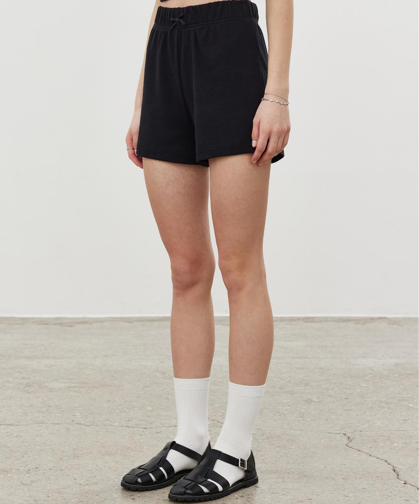 ITOV SEOUL 2Pcs Ribbon Ribbed Shorts Bk