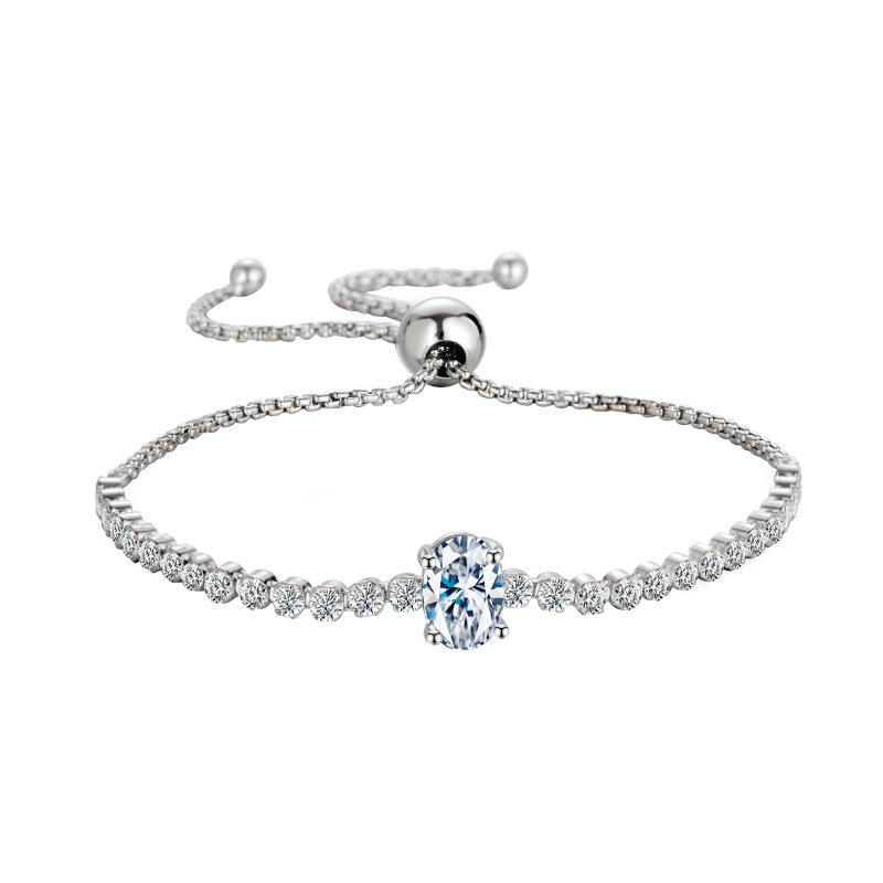 Sterling Silver S925 Mosonite Stahovací náramek Volná úprava Vajíčko Celodiamantový náramek Dámský Pracovní diamant