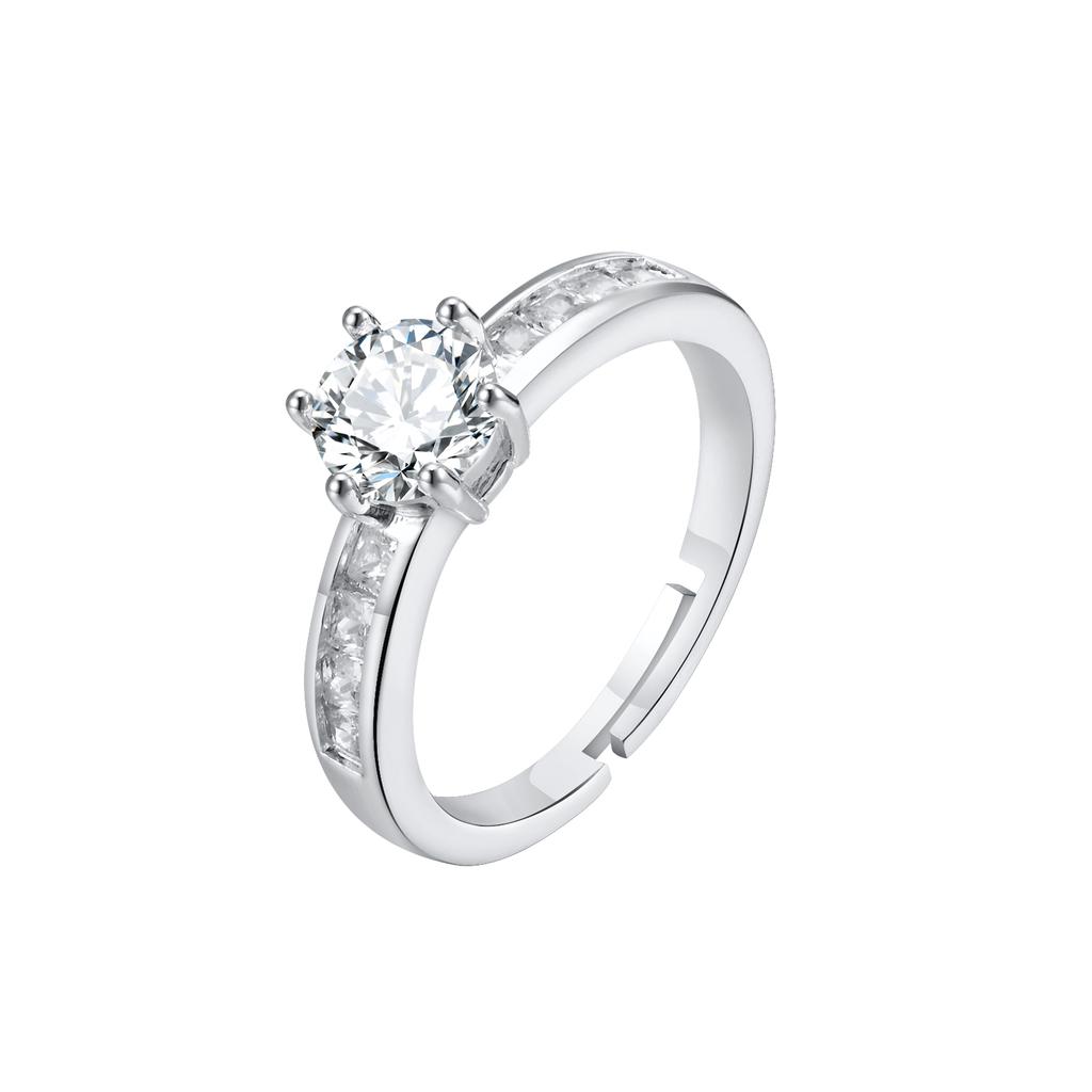Trendy CZ Stone Adjustable Metal Rings For Women Girls, Gold Color Wedding Brand Engagement Promise Ring Anniversary Party Gift
