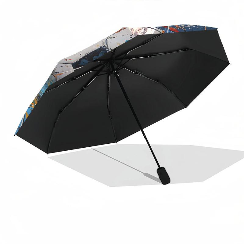 1pc Soccer Ball Art Automatic Folding Umbrella, Portable Tri-Fold Design with 8-Rib Iron Frame, Perfect for Fans, Travelers, Daily Use, and Gifts.X084