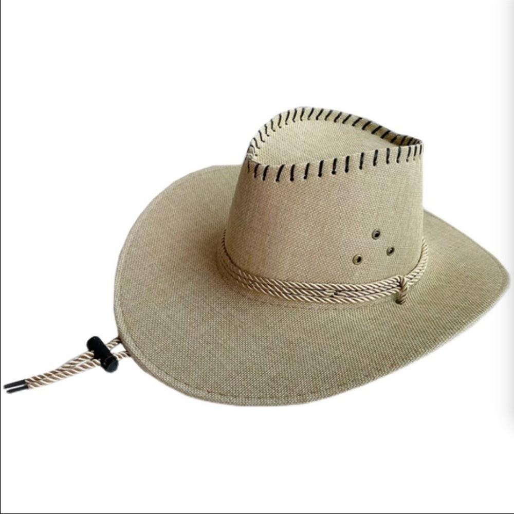 New Curved Brim Western Cowboy Hat Ethnic Large Top Hat Tibetan Style Roll Brim Cowgirl Cap For Women Men