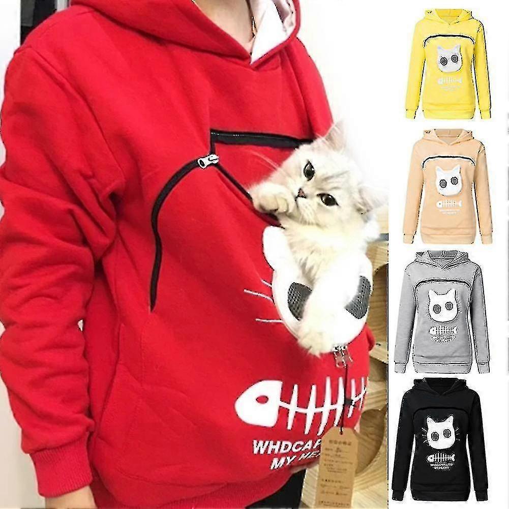 Sweatshirt Cat Lovers Hoodie Kangaroo Dog Pet Paw Pullovers Cuddle Pouch Sweatshirt Pocket Animal Ear Hooded -ych