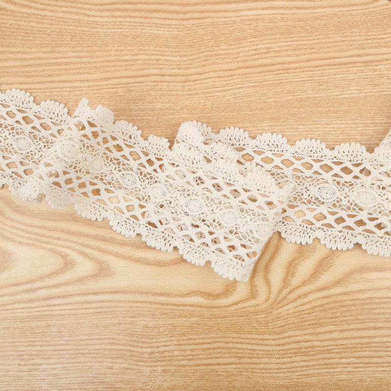 Wide-Edged Cotton Thread Lace Accessories Decorative Lace Ribbon Hollow Lace Book White Trim Printed Pattern Webbing