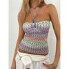 H Home European and American Women's Clothing Bohemia Retro Color Stripes Woven Halter Spaghetti Straps Niche Style Hollow Sexy Tube Top