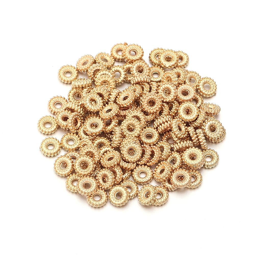 200pcs CCB Spacer Beads Flat Round Big Hole Loose Beads For Jewelry Making DIY Handmade Necklace Bracelet Accessories Findings