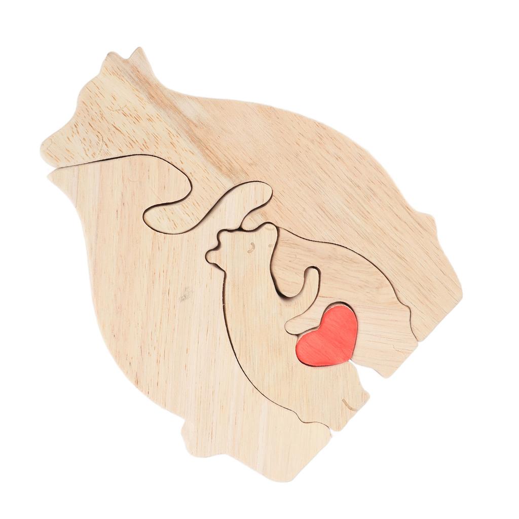 Wooden Bears Family Puzzle 4 søte bjørner Utsøkt personlig trekunstpuslespill for familiemamma