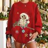 Women's Fashion Casual Christmas Print Round Neck Sweater Loose Sports Tops Pullover
