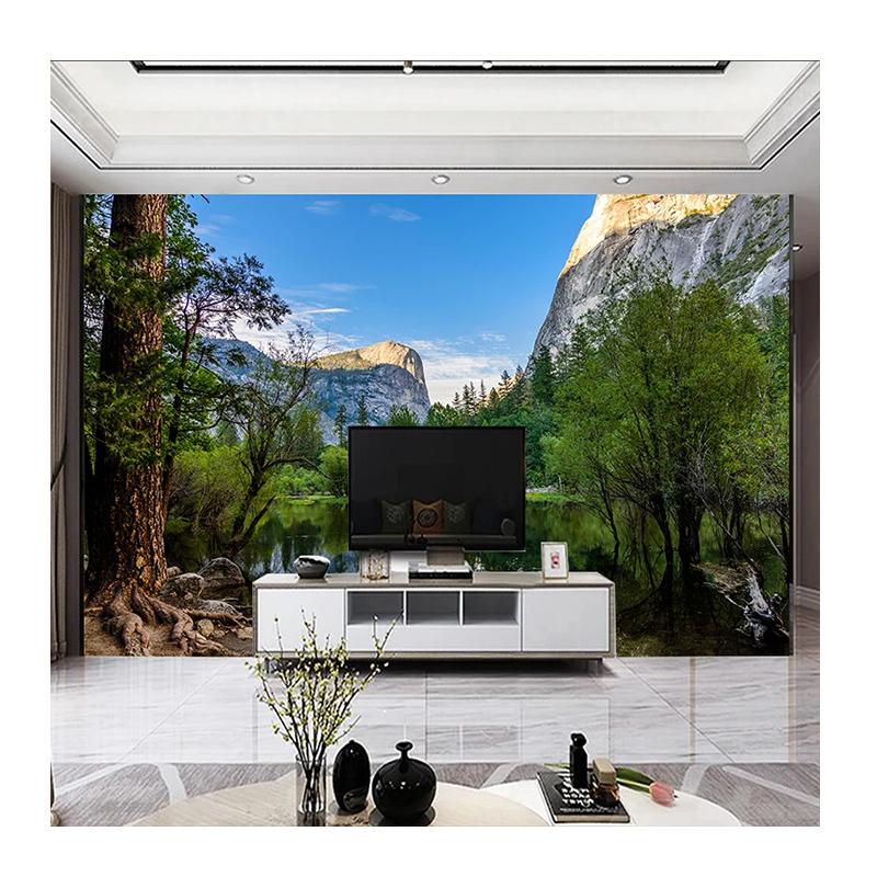 Natural Scenery 3D Wall Mural Forest and Lake Wallpaper for Living Room TV Background Wallpaper Home Decor Mural