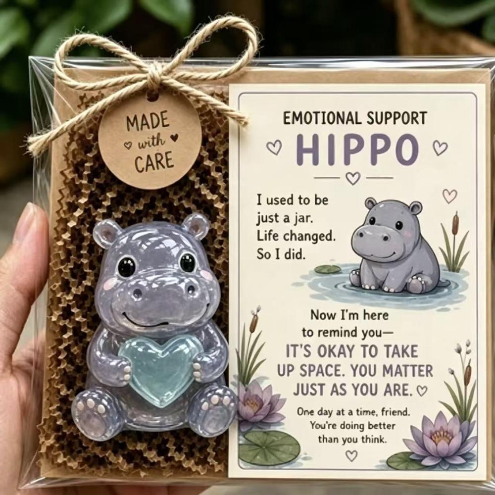 Cute Emotional Support Animal Gift Set Resin Encouragement Card Gift Kit Nightstand