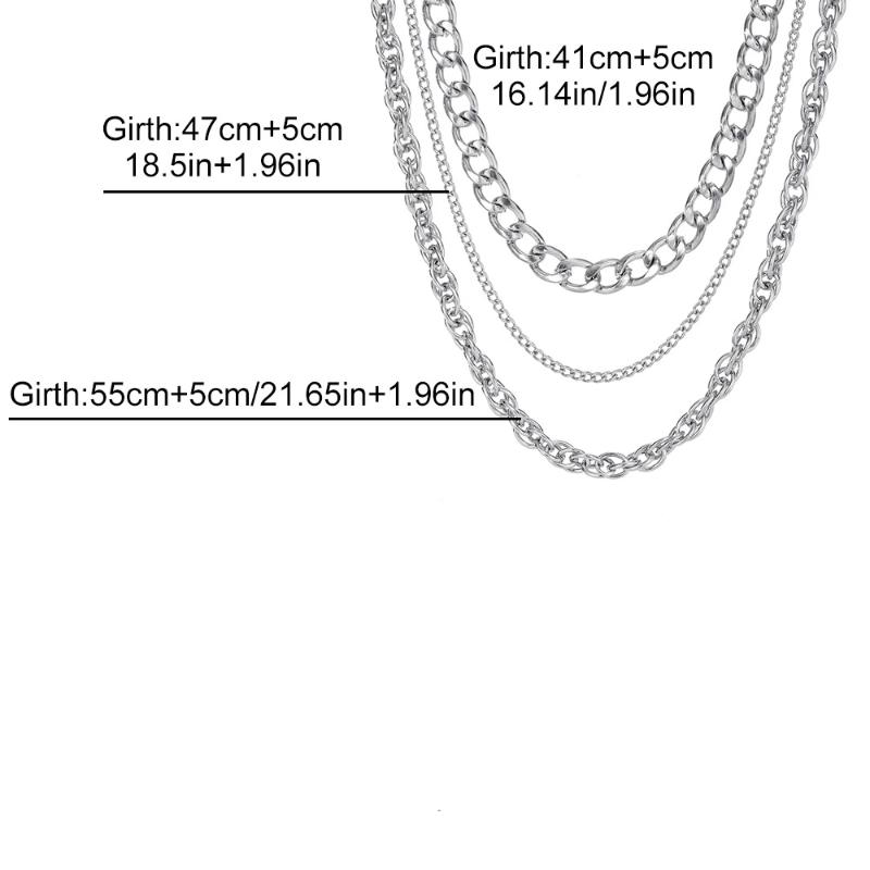 Hip Hop Gothic Thick Chain Collar Necklace For Women Multi Layered Metal Girls Party Jewelry Gift