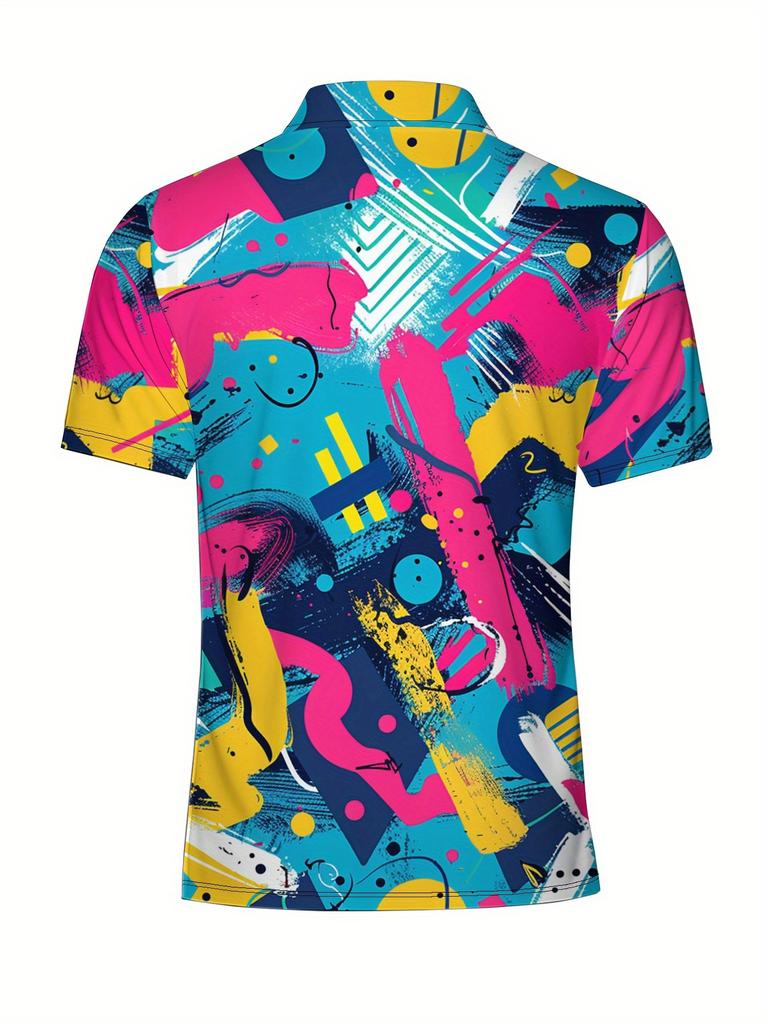 Men'S Short-Sleeve Polo Shirt - Flat Digital Print Pattern - No Texture - Stylish And Easy Short Sleeves, Buttoned, Casual Collared Polo Shirt,