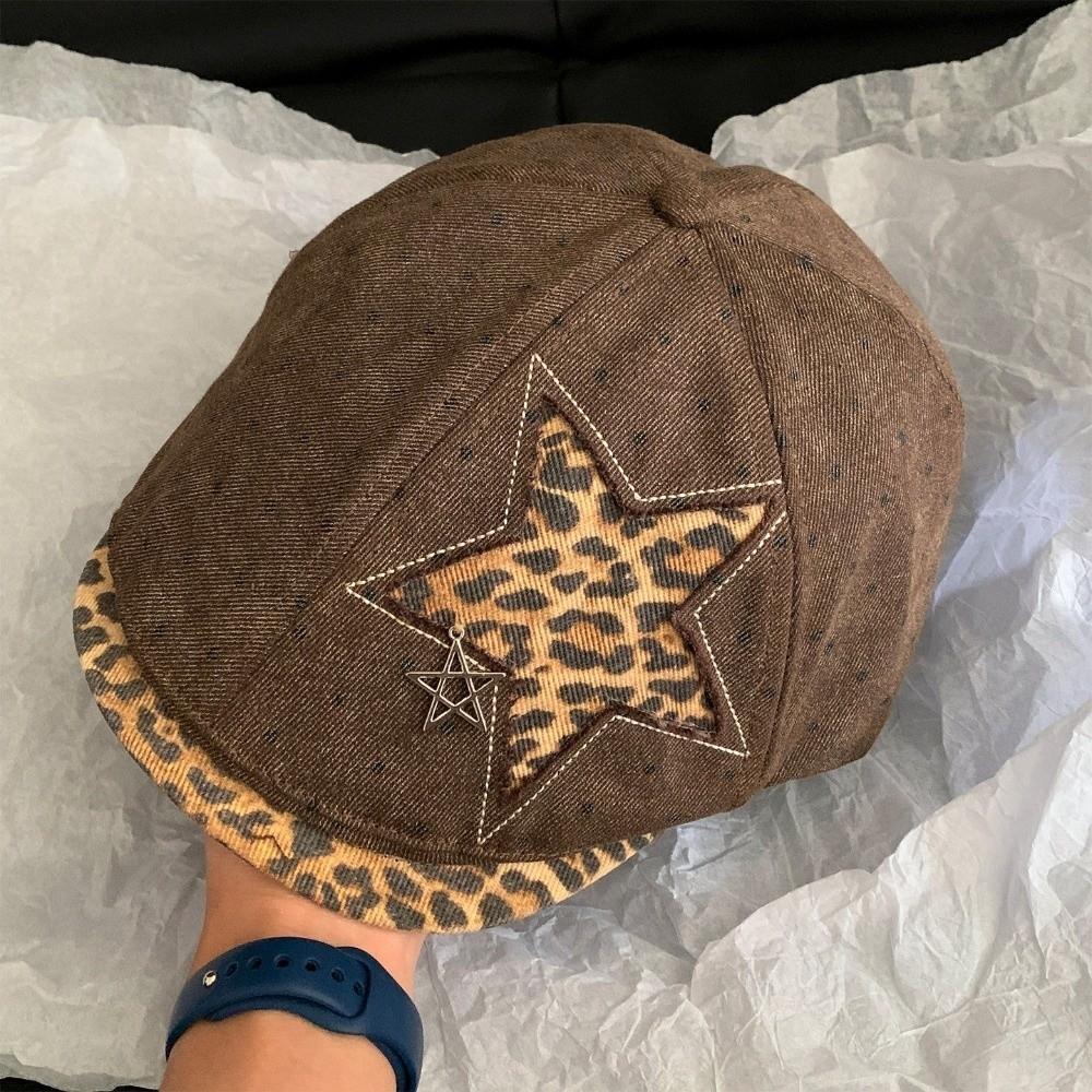 Adjustable Newsboy Forward Cap Polka Dot Soft Baseball Hat Fashion Leopard Print Beret  Party