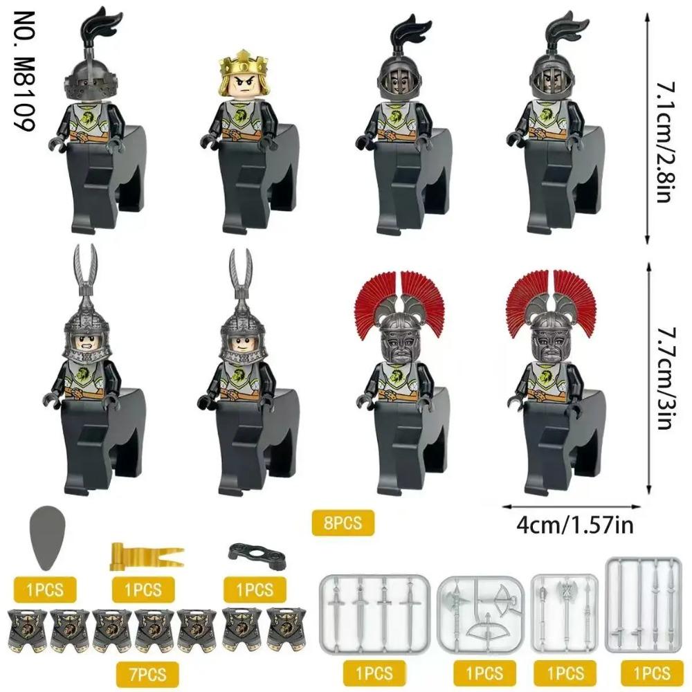 12 pezzi Cavalieri romani antichi medievali, blocchi da costruzione, figure, giocattoli, mini figure, bambole umanoidi, giocattoli, regali di compleanno.