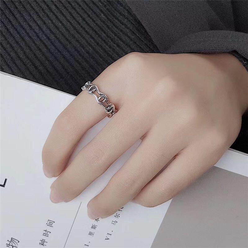 

Модное и уникальное кольцо из серебра S925 с ретро-цветочными волнами и регулируемым размером для модных женщин J817