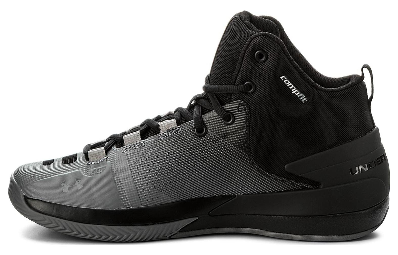 Under Armour Rocket3 Нескользящие Баскетбольные Кроссовки Средней Высоты Мужские Черные 3000087-005 44.5