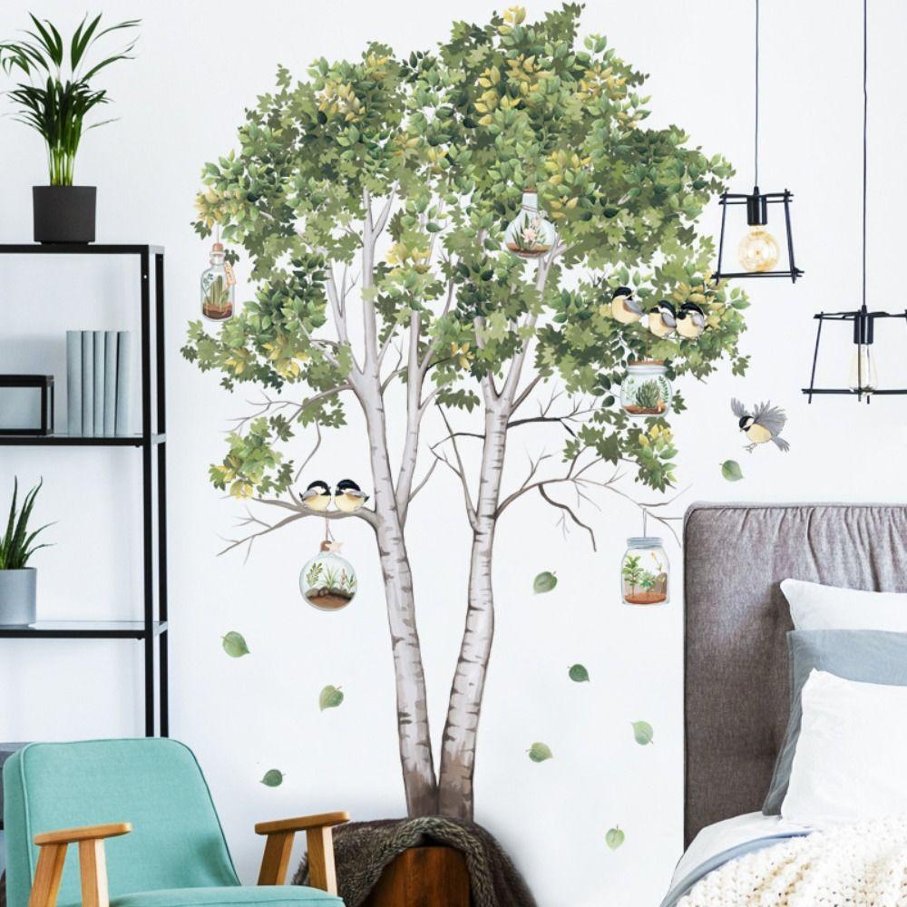 Removable Birch Tree Fresh Plant Wall Sticker PVC Background Plants Playroom Decals Decor  Bedroom