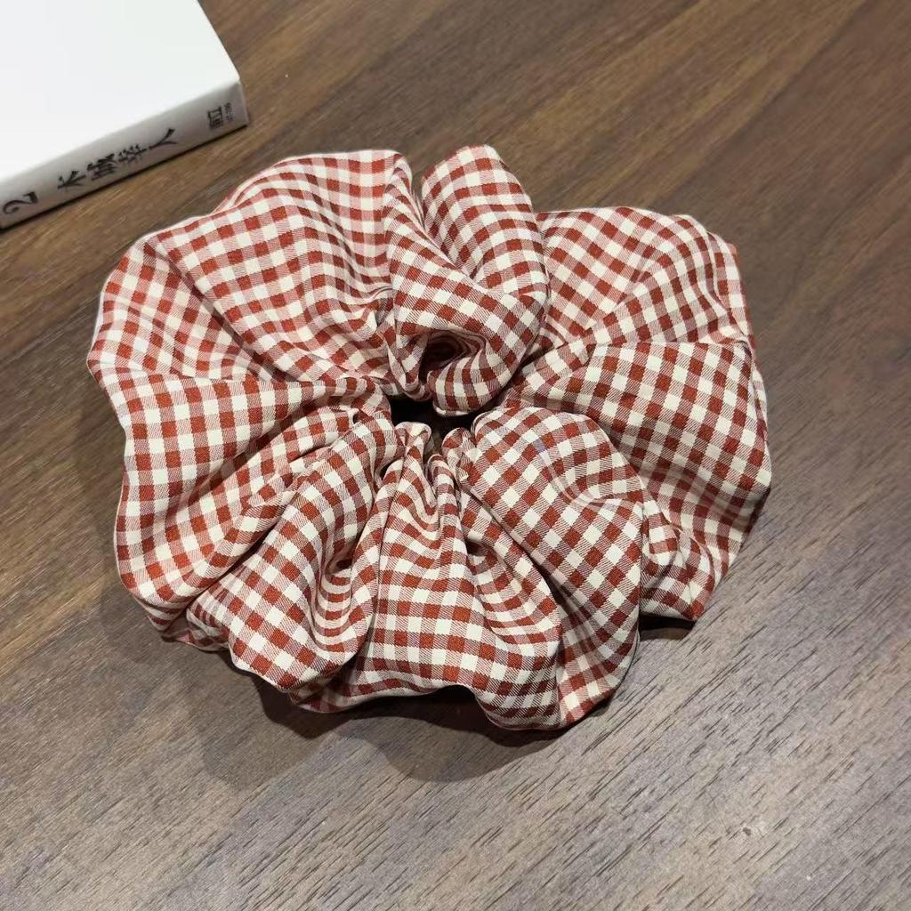 Classic Plaid Versatile Hair Tie & Headband with Flower Design
