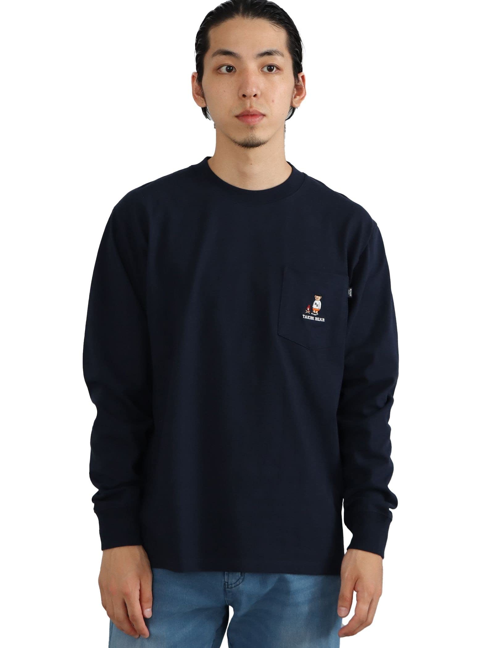 

Beams Heart L/S__TEE Takibi Bear Long Sleeve T-Shirt, Men s, Navy, Size M